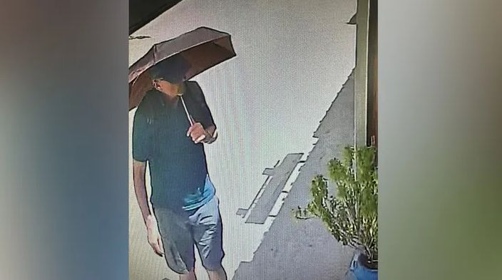 A photo, obtained from a surveillance camera and disclosed to Reuters on Friday, depicts an individual believed to be British television doctor Michael Mosley walking along a street on the Greek island of Symi, Greece. (Handout via Reuters)